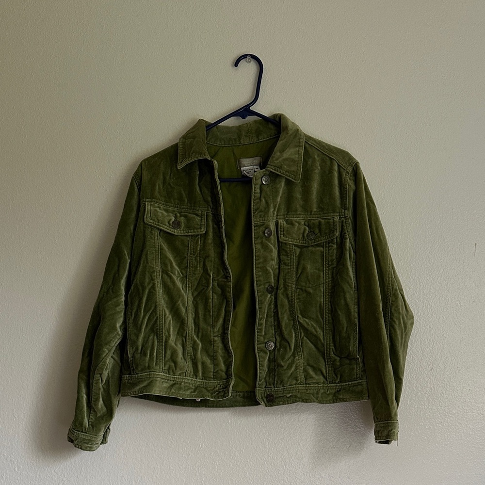 The Territory Ahead Olive Cotton Velvet Jacket